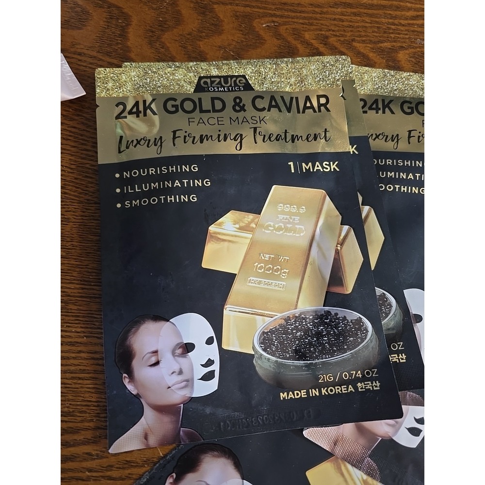 AZURE 24K Gold & Caviar Anti-Aging Luxury‎ Face Mask - 5 Pack